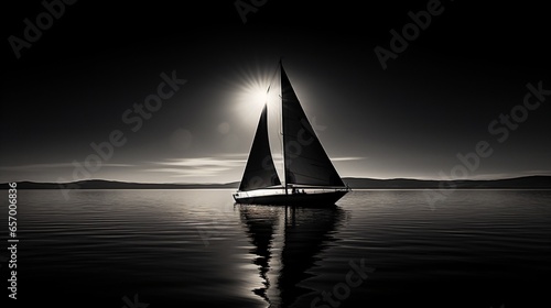 Sailboat. Ship with sail. 
