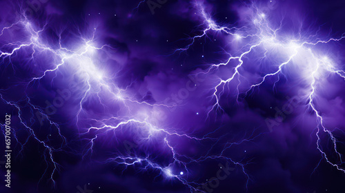 Purple electric rain background, lightning in the sky illustration © iv work