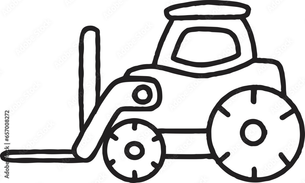 Outline Toy Car Cartoon Illustration Construction Vehicle Folklift