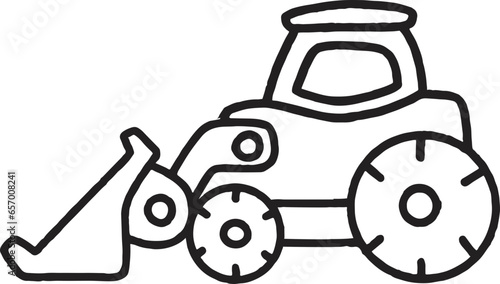 Outline Toy Car Cartoon Illustration Construction Vehicle Bulldozer