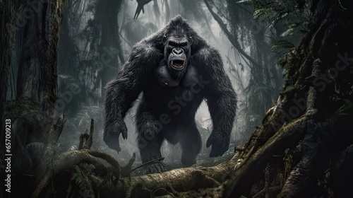big angry gorilla is very scary