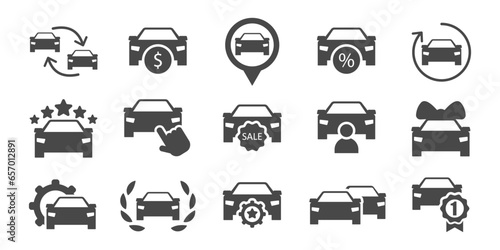 Dealership car vector icons set