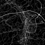 1:1 square aspect ratio vector road map of the city of  Gera in Germany with white roads on a black background.