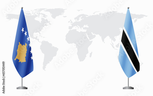Kosovo and Botswana flags for official meeting