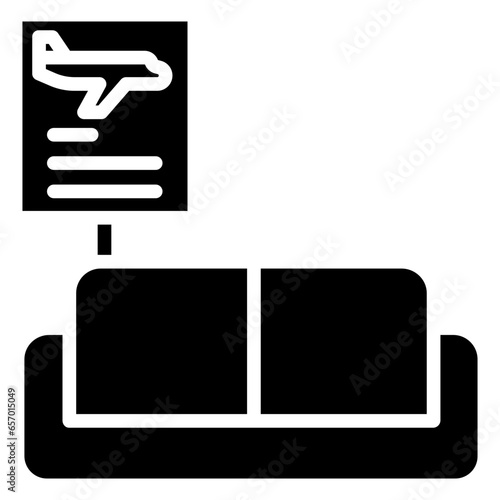 Solid waiting sofa icon