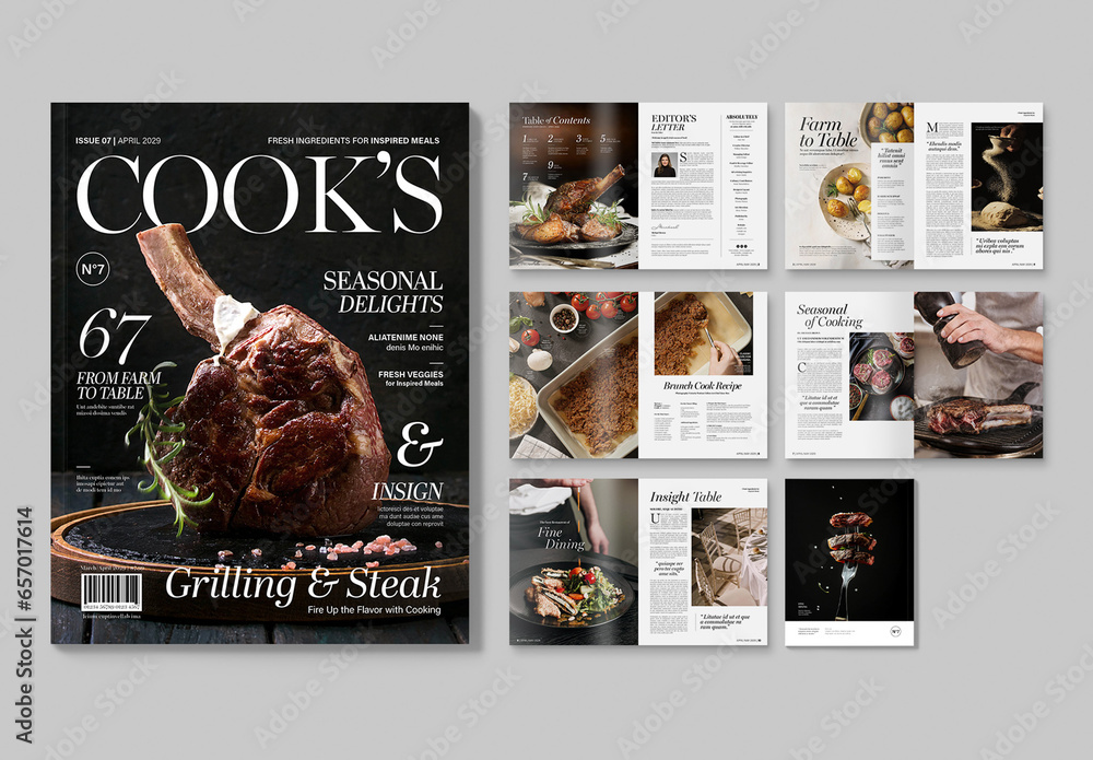 Food Magazine Layout Stock Template | Adobe Stock