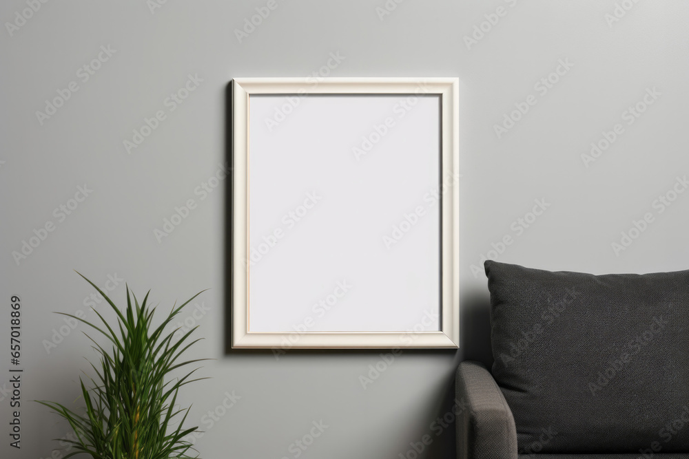 Empty wall in home interior with empty picture for your text or picture Empty wall in home interior with empty picture for your text or picture