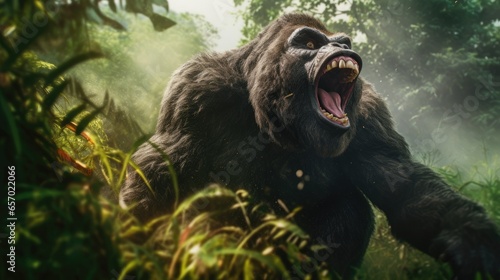 angry gorilla is very scary