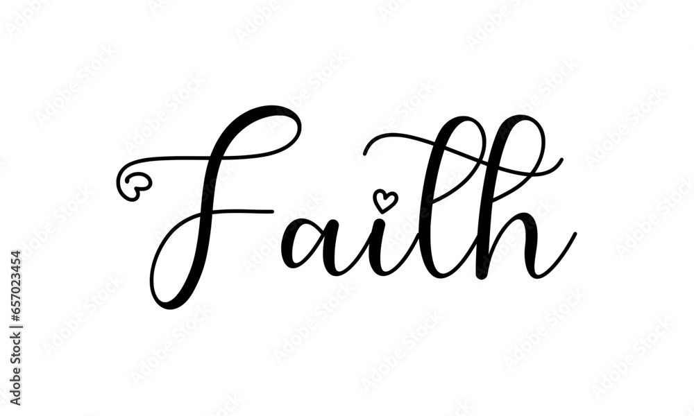Decorative text of the word Faith. Vector illustration of the word Faith in black color on transparent background