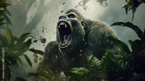 angry gorilla is very scary