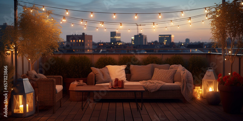 View over cozy outdoor terrace