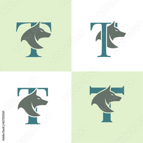 Initials Logo Design Alphabet Letter T I Wolf Logo Design Concept
