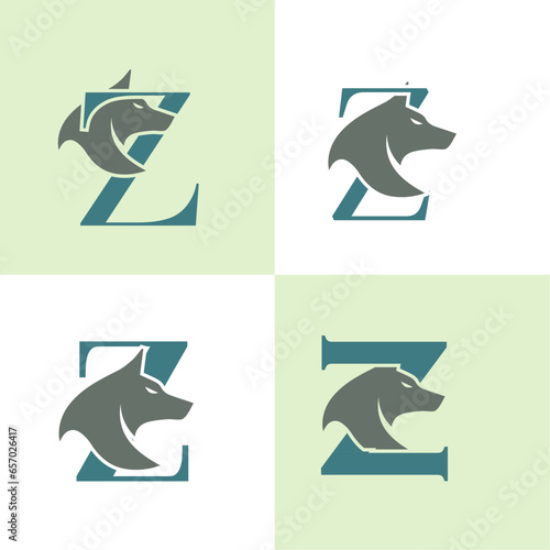 Initials Logo Design Alphabet Letter Z I Wolf Logo Design Concept