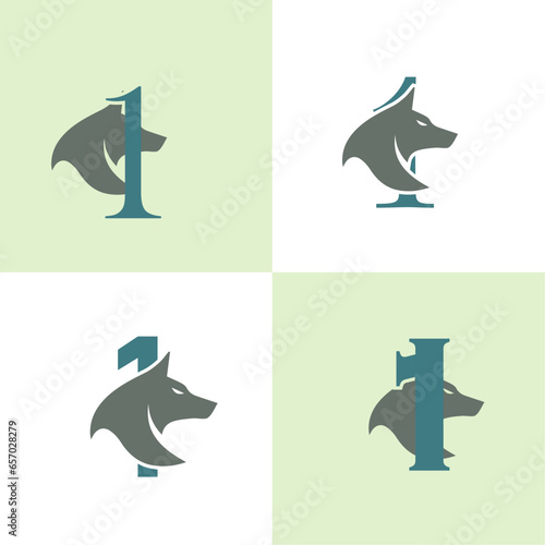  Initials Logo Design Number 1 I Wolf Logo Design Concept
