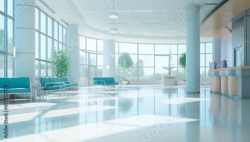 Interior of a modern office lobby. 3d rendering mock up