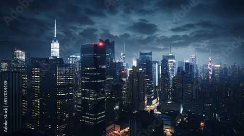 New York City Skyscrapers Night View photo