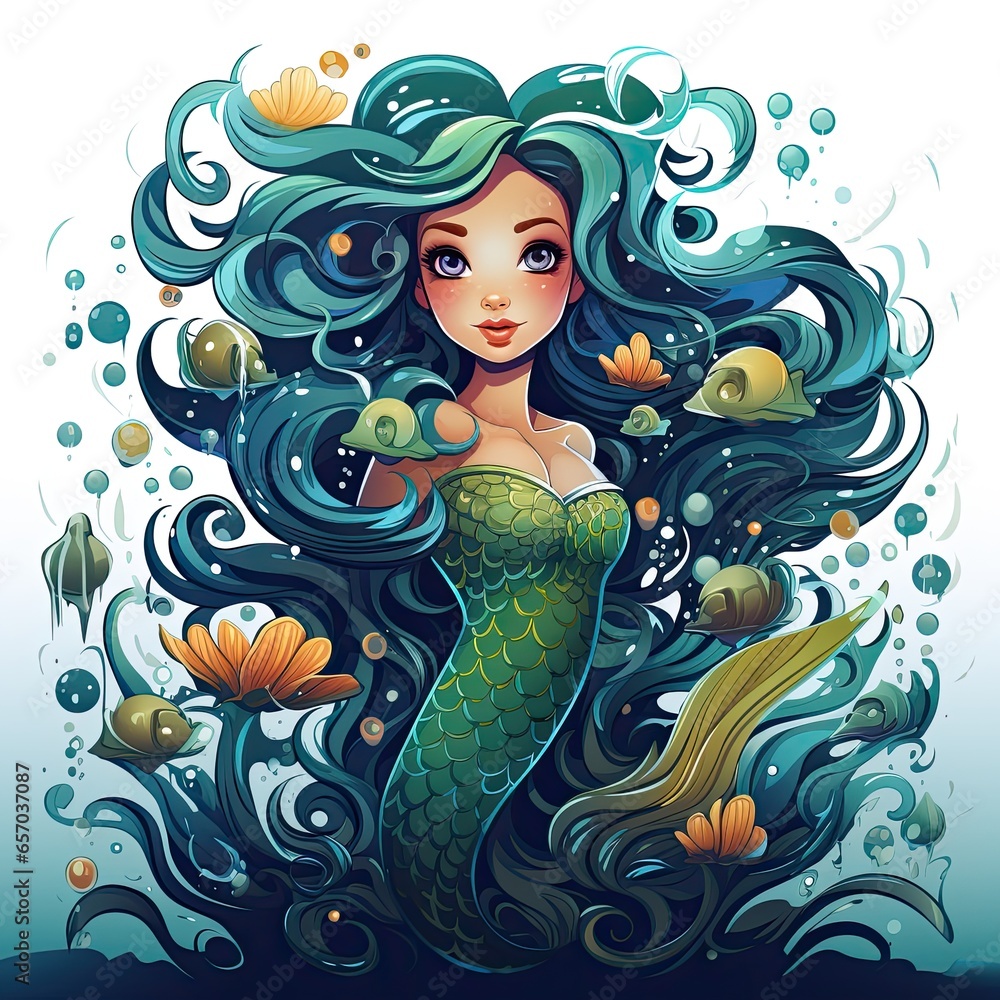 Beautiful Mermaid character underwater Beautiful Mermaid character underwater