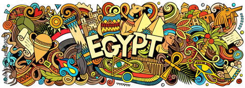 Egypt doodle cartoon funny banner