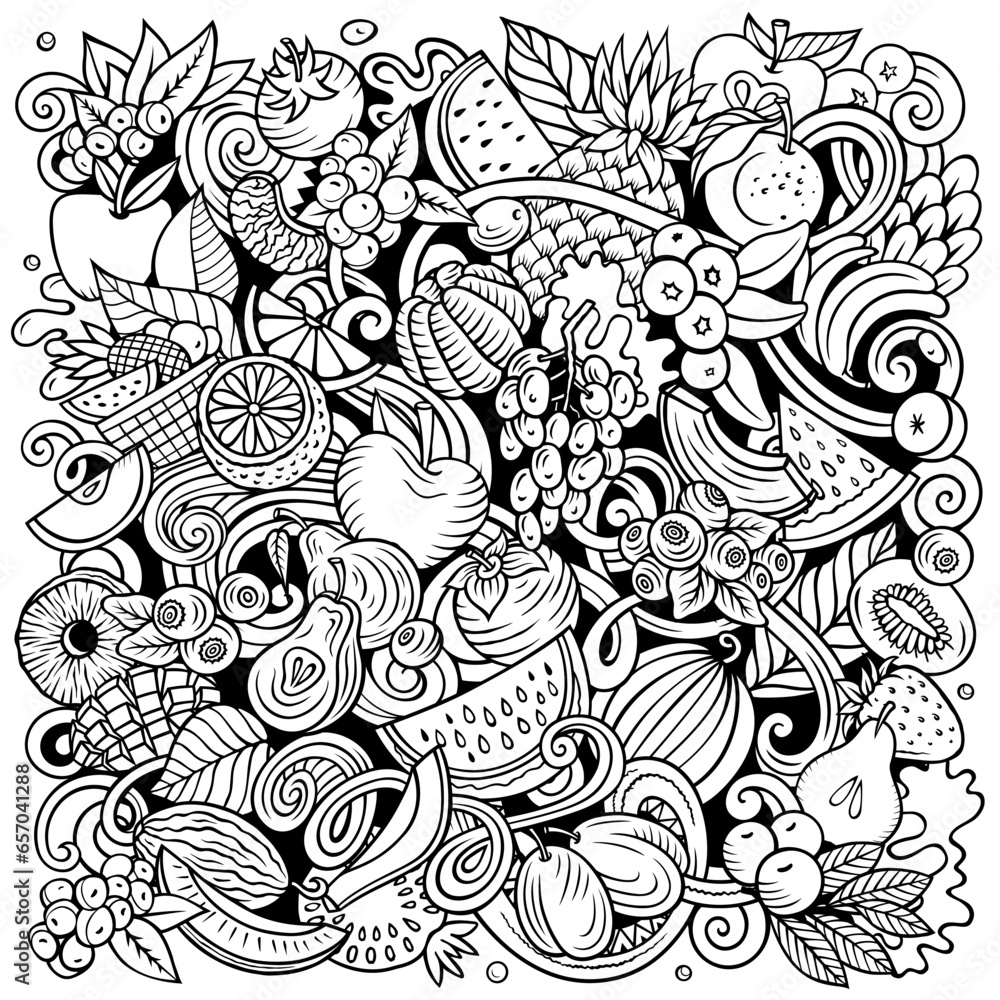 Fresh Fruits cartoon vector doodles illustration Fresh Fruits cartoon vector doodles illustration