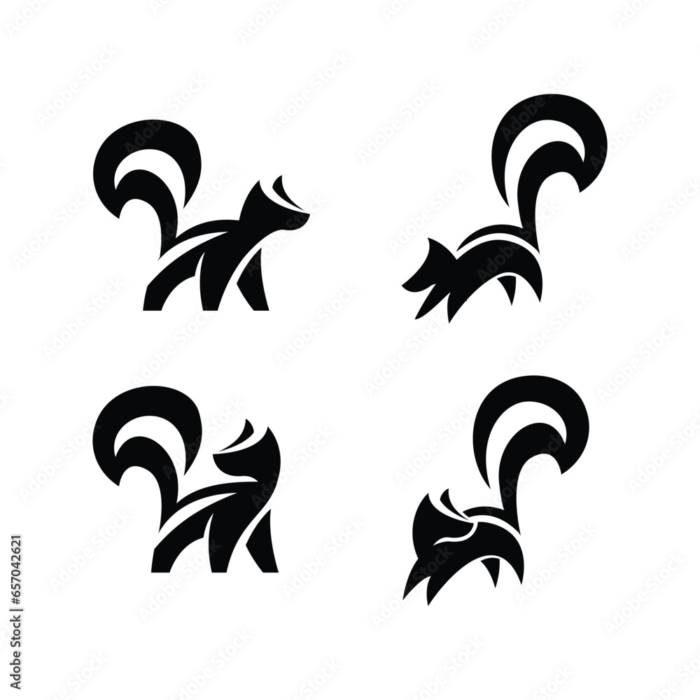 Skunk black white silhouette logo icon design illustration Skunk black white silhouette logo icon design illustration