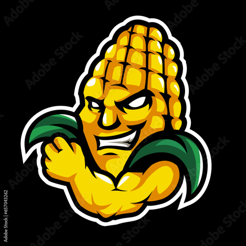 corn strong mascot logo illustration