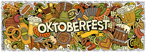 Oktoberfest doodle cartoon funny banner