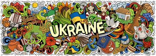 Ukraine doodle cartoon funny banner