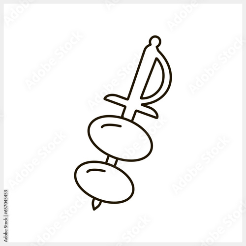 Sketch skewer olive icon isolated Food clipart Vector stock illustration EPS 10