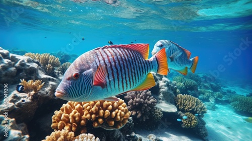 sea fish in red sea near coral reef
