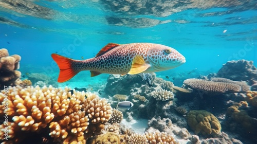 sea fish in red sea near coral reef