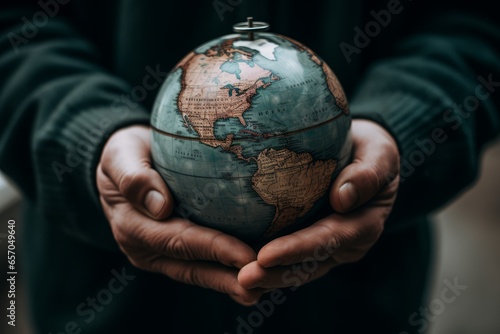A person holding a globe in their hands, symbolizing global unity and interconnectedness