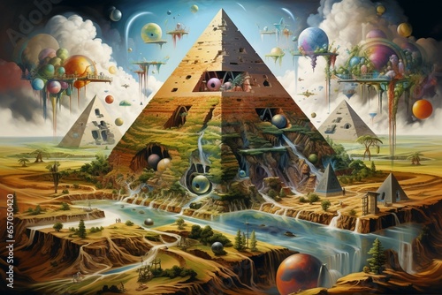 Imaginative pyramid scenery. Generative AI