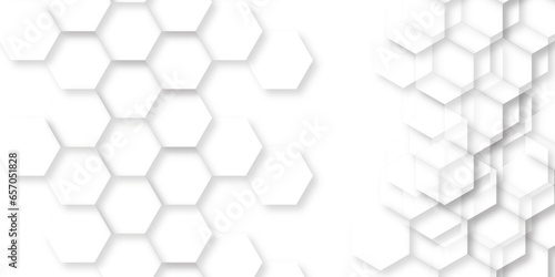 White abstract hexagon wallpaper or background. Futuristic abstract honeycomb mosaic white background. Seamless cell background. Abstract honeycomb background.