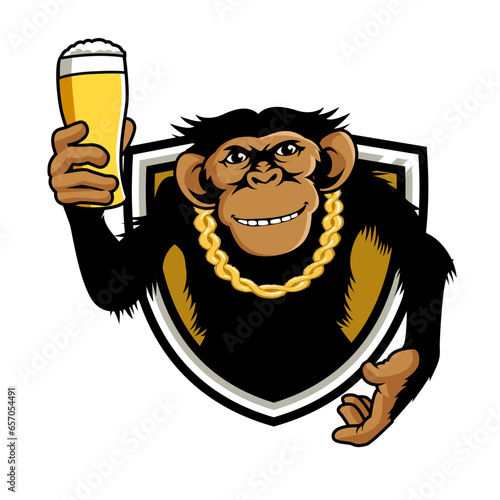 monkey whisky mascot logo cartoon