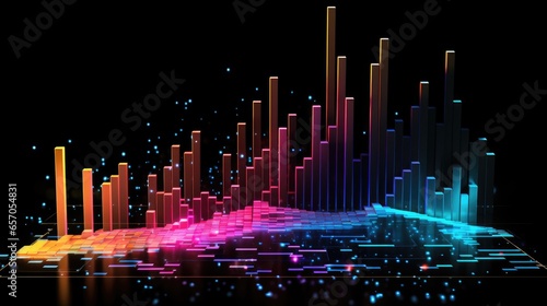 Abstract neon growing graph chart background. Black Friday Sale  Cyber Monday concept..