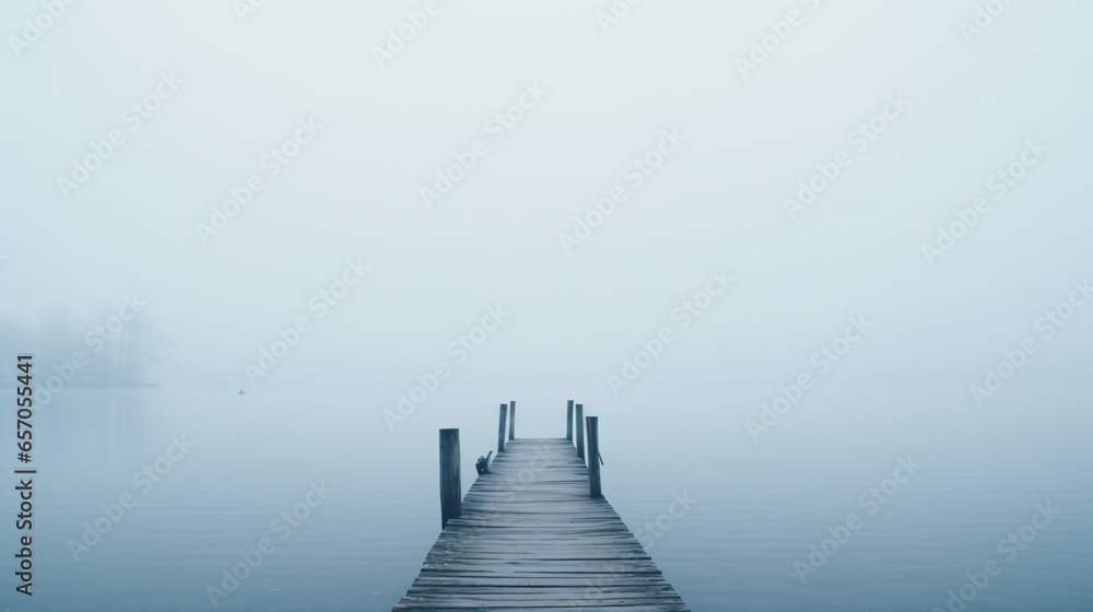 Obraz premium Foggy Lake with Pier
