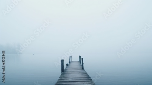 Fotografia Foggy Lake with Pier