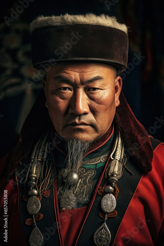 Mongolian man in traditional dress.
