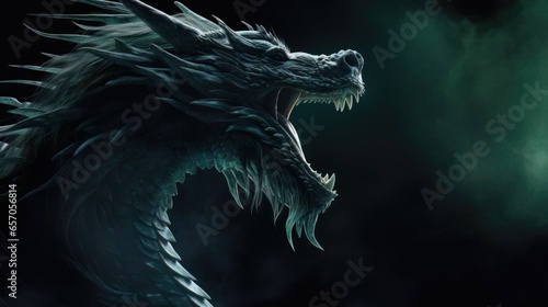 profile of a Chinese dragons head in the dark © DyrElena