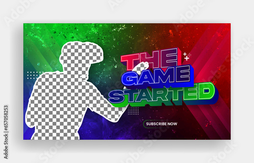 Youtube thumbnail for live gaming and game review thumbnail template and web banner design 