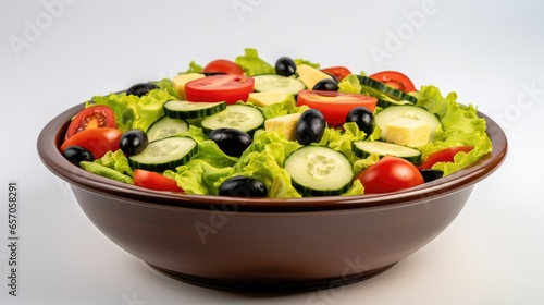 Fresh vegetable salad with tomato, onion and parsley in a bowl