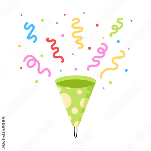 Flat confetti exploding party popper illustration decoration
