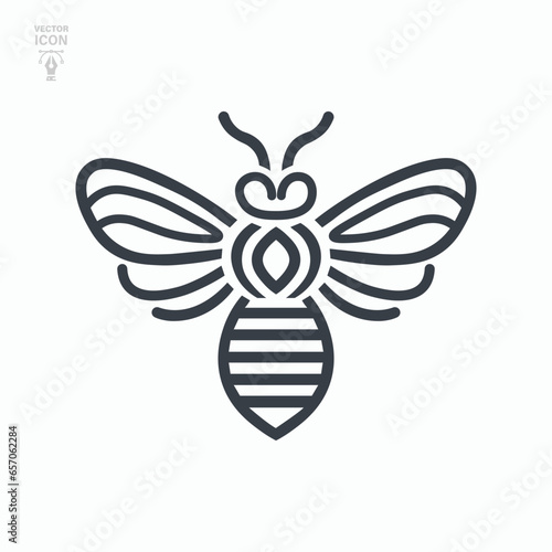 Creative Bee Lines Logo. Bumblebee, Honey making concept. Vector	
