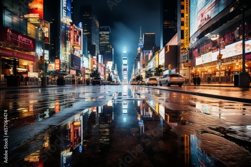 Bustling Times Square At Night, Generative AI © fahmy