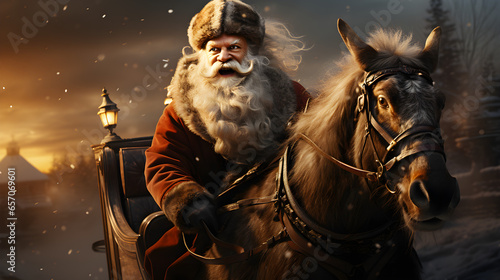 Santa Claus Rides a horse  © Kateryna Kordubailo