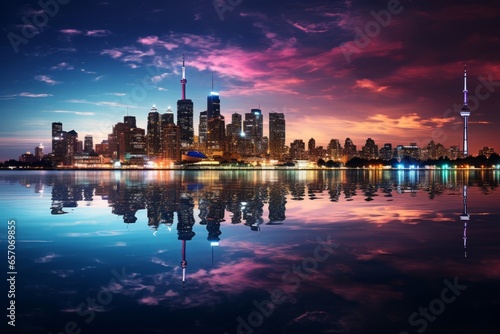 City Skyline Illuminated By The Milkyway, Generative AI