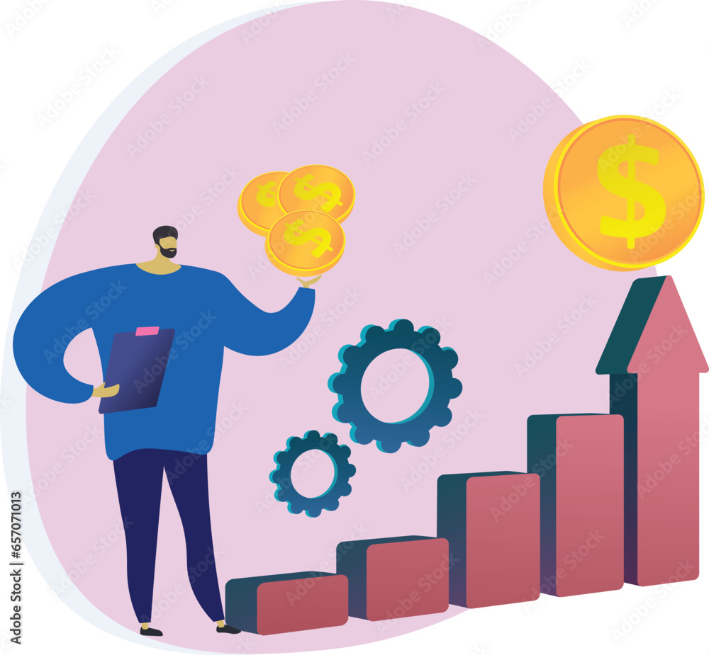 business person with gears business person with gears