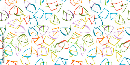 Seamless color vector pattern of arbitrary geometric shapes for texture, textiles, and packaging