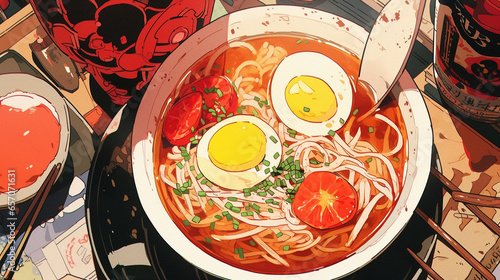 Tasty Ramen Fantasy: Illustration of Delicious Japanese Dish, Generative AI