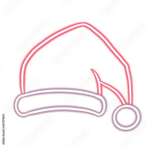 Christmas hat PNG glowing desktop icon, red santa hat neon sticker, neon figure, glowing figure, neon geometrical figures 